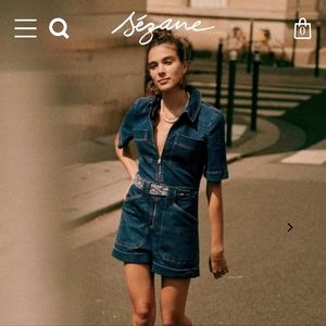 Sezane Luther denim shorts jumpsuit